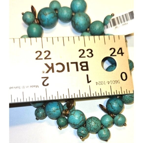 Stretch Bracelet Howlite Beaded W/ Brass Coil Accents 4" - 2.5 Diameter - Picture 3 of 3